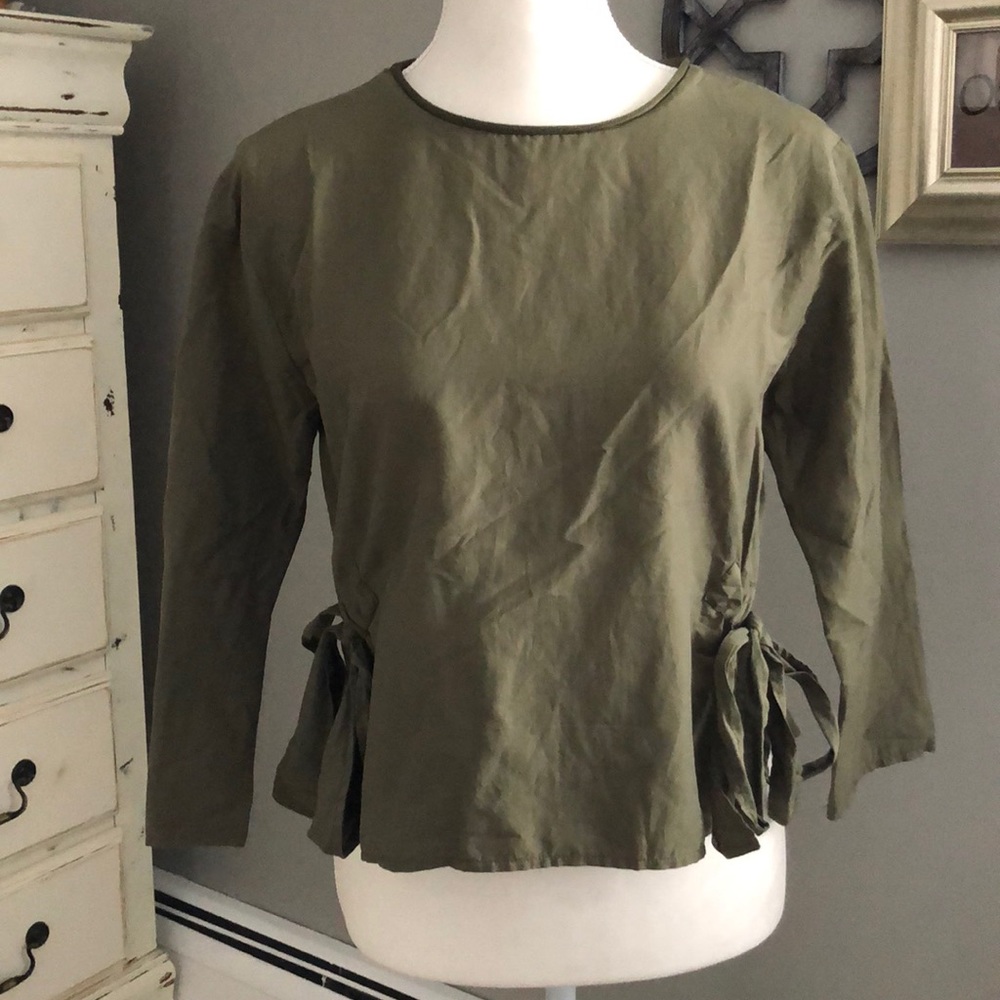 Zara olive green top with side ties